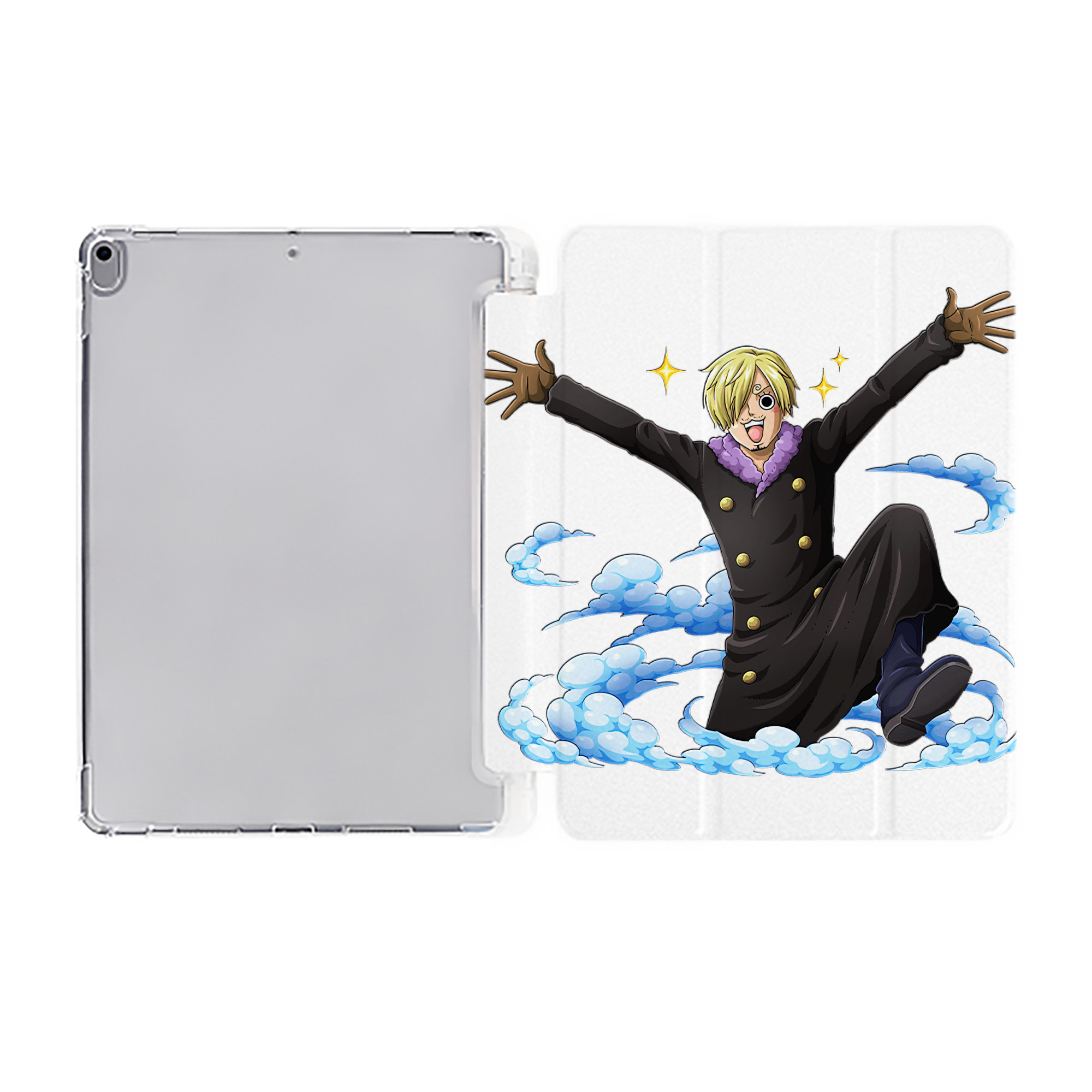 （画像用） ワンピース サンジ ONE PIECE Sanji IPad ケース ペン収納付き 三つ折りスタンド PUレザー×シリコン 対応機種9.5/10.5/10.9インチ